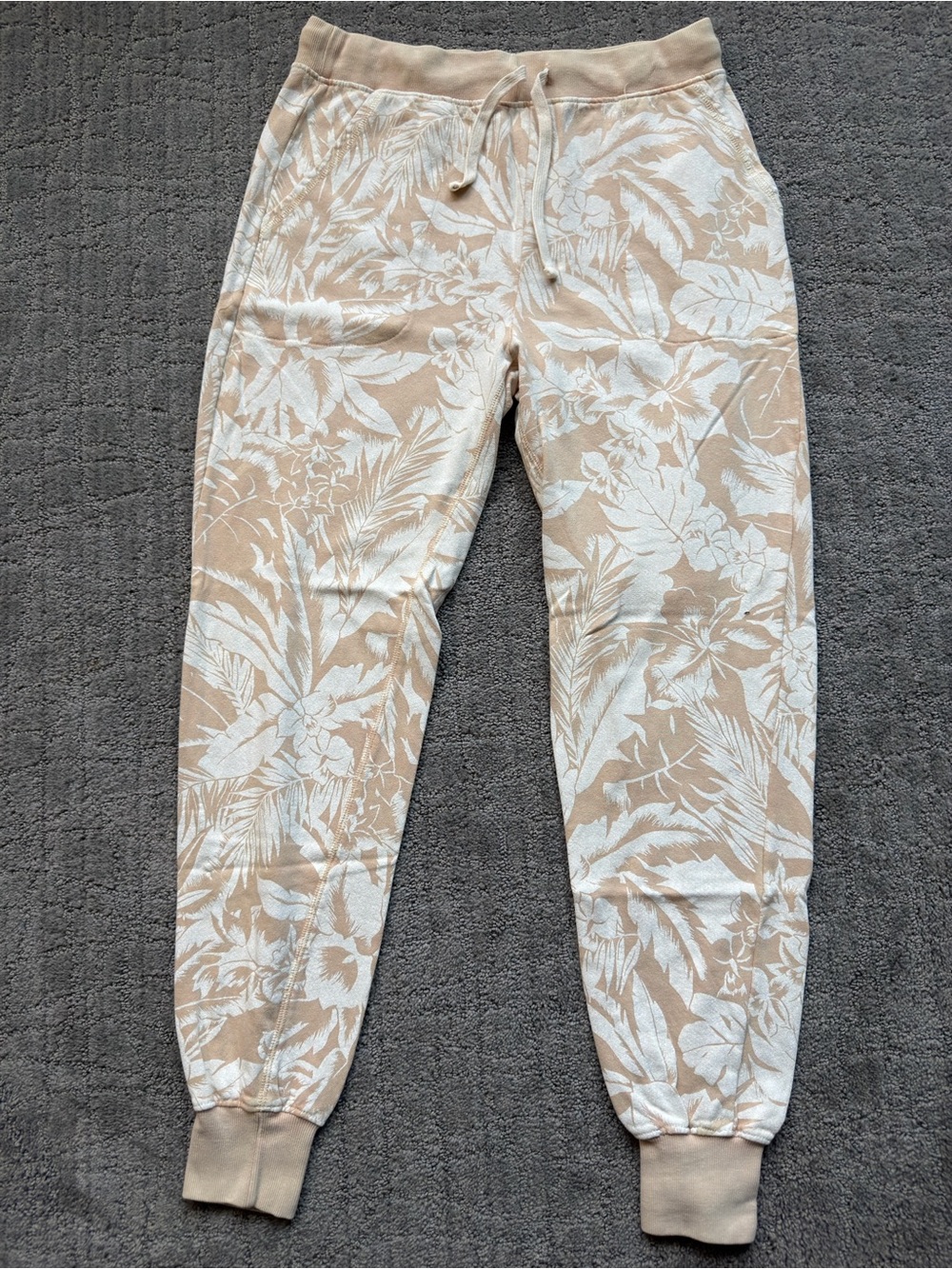Billabong Beige and White Floral Jogger Pants
